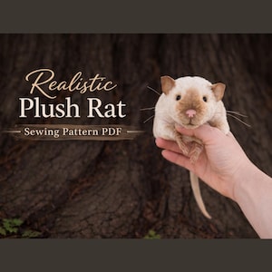Patrón de costura de rata de peluche realista (PDF) – Tutorial de peluche de 25 cm