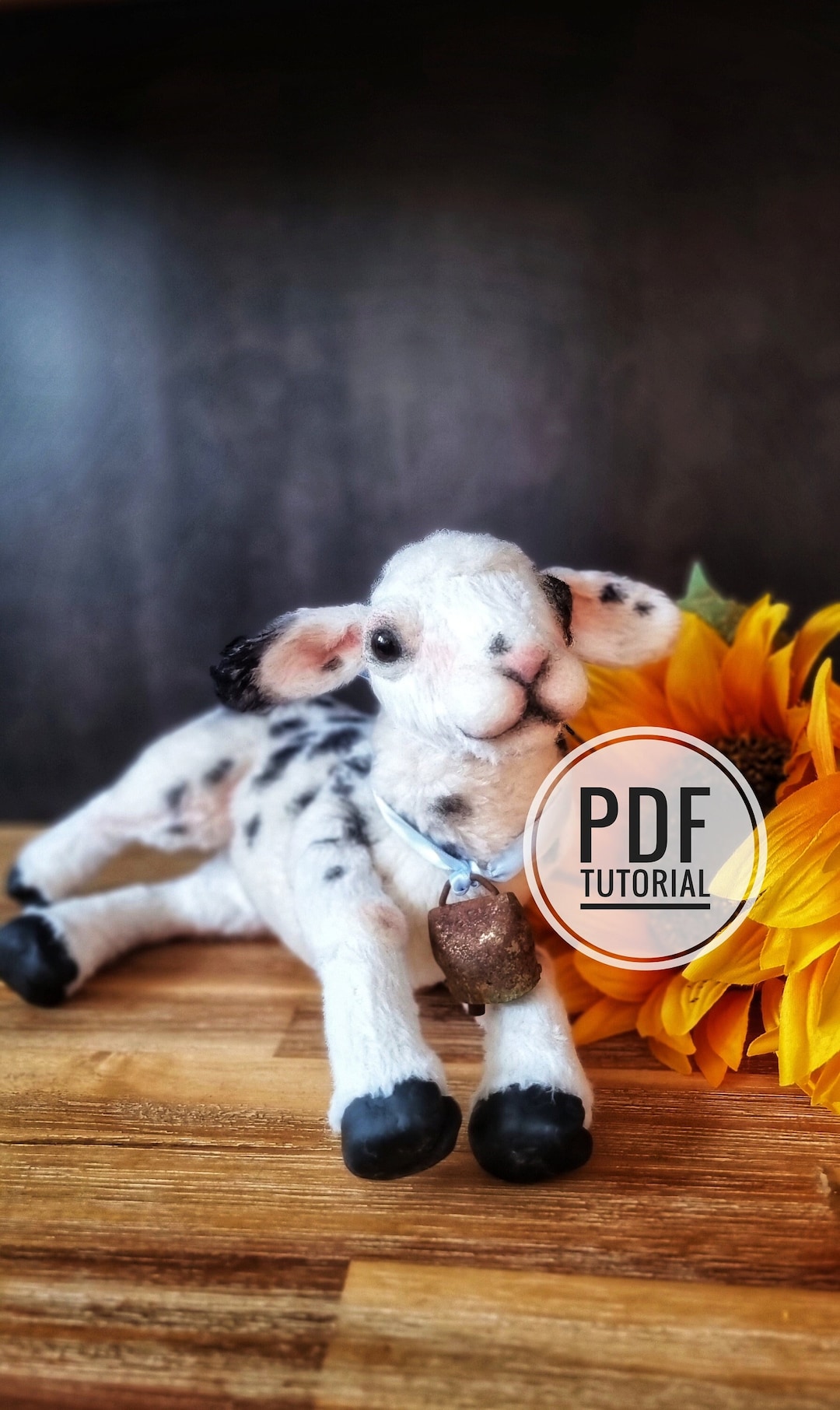 ◆KOMOREBI MUSEUM◆ Handmade 3way lace lamb shearling long b Big Eyed Sheep. Darling Figurine. Farmhouse Easter Decor