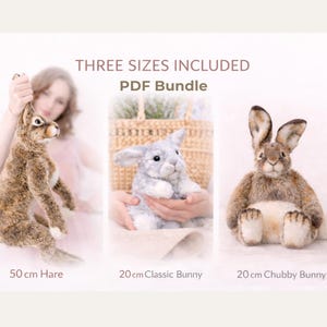 Bunny Sewing Pattern Bundle PDF – 3 Rabbit Patterns + Video