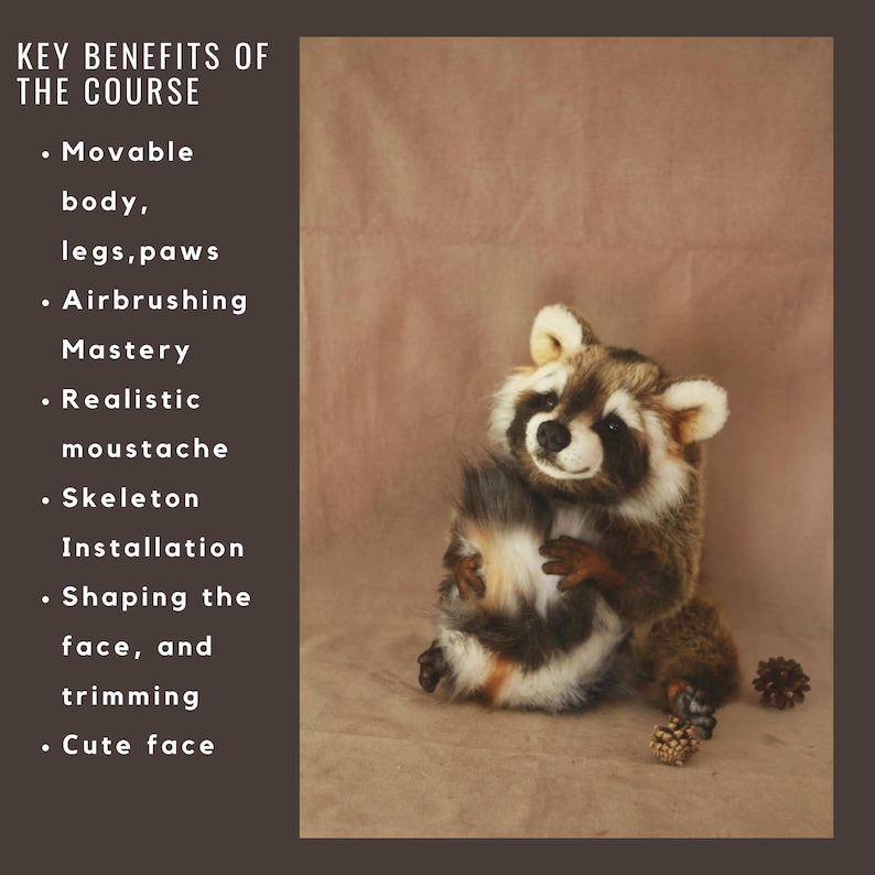 Stuffed Raccoon PDF Pattern - Unique Holiday DIY Teddy Bear Toy Tutorial Easter decor, Birthday gift, Plushie tutorial, doll sewing, craft