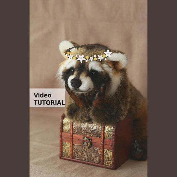 Stuffed Raccoon Sewing Pattern: DIY Plush Toy with Video Tutorial (Digital Download)