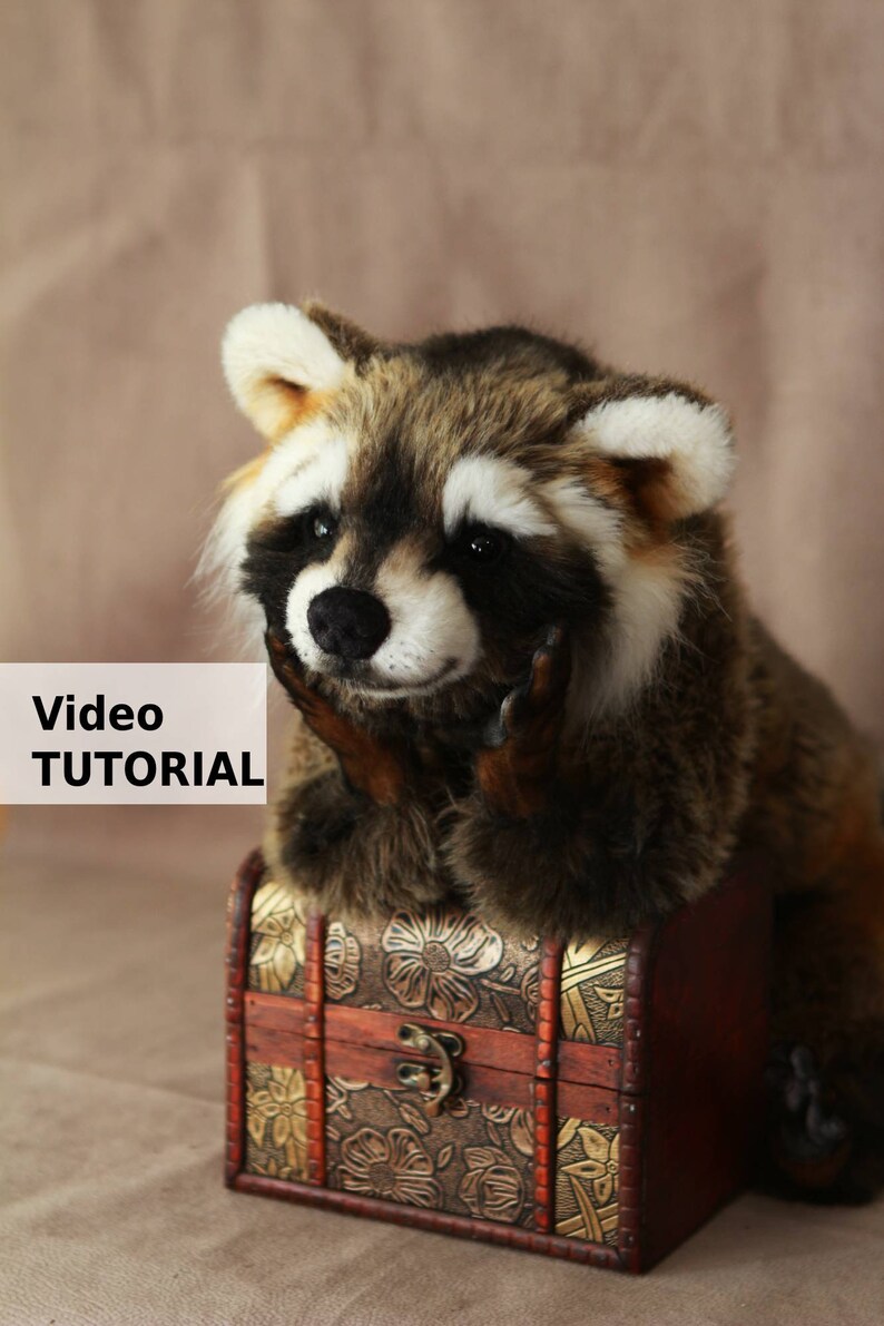 Stuffed Raccoon PDF Pattern - Unique Holiday Gift for Mom DIY Teddy Bear Toy Tutorial Halloween decor Birthday gift