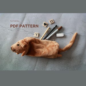 Astuccio portapenne 2 in 1 modello PDF per cucire Ratto, materiale scolastico, regalo fai da te per topi, tutorial, scrivania in stile accogliente, cose kawaii, regalo d'amore per bassotti
