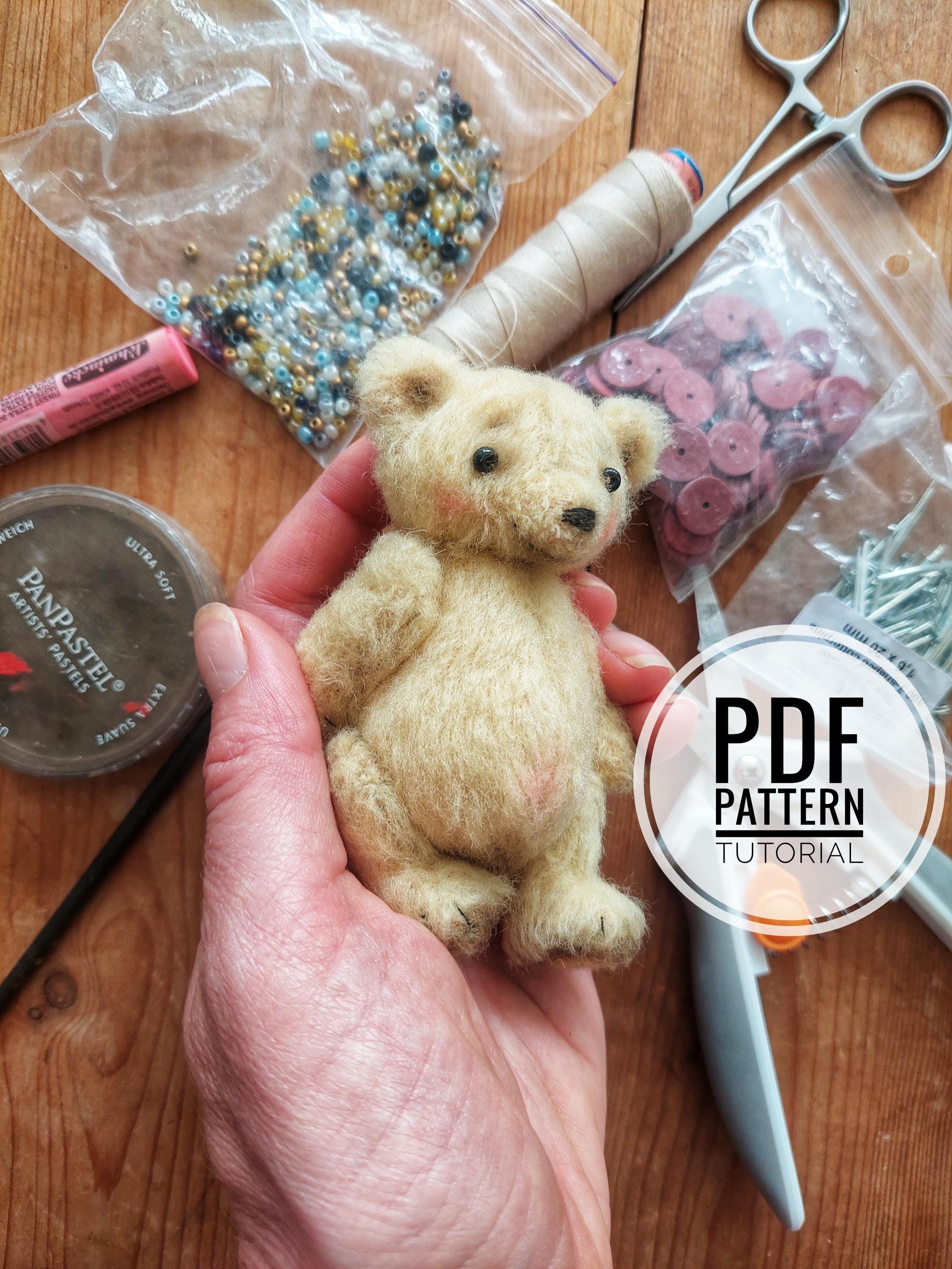 PDF pattern sewing Winnie the Pooh, Tutorial mini Teddy bear, Stuffed animal, diy doll, plushies, kawaii back to school, Plush country stile