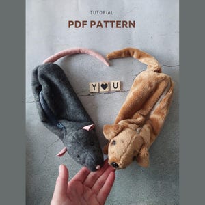Astuccio portapenne 2 in 1 con motivo da cucito in PDF, ratto, materiale scolastico, regalo fai da te a forma di topo, tutorial, laurea, cose kawaii, regalo d'amore per bassotti, insegnante