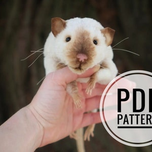 PDF pattern Domestic Rat, mom gift diy, Mouse Portrait, Tutorial Teddy bear Stuffed animal, Plush Rodent, Pet Lovers, famous little mouse