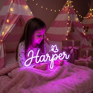Letreiro de néon personalizado para crianças, letreiro de néon com nome, letreiro de néon com luz LED, decoração para casa e parede, presente personalizado para crianças, decoração para quarto infantil, nomes em néon