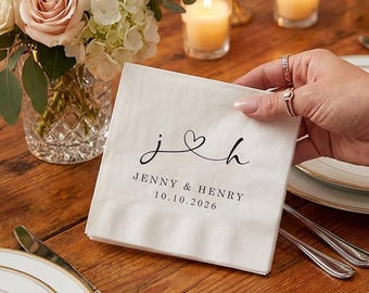 Custom Wedding Napkins,Personalized Wedding Napkins for Engagement, Bridal Shower, Wedding Party Decor, Custom Text Napkins