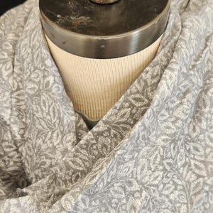 Flannel Infinity Scarf with Hidden Pocket - Gray with leaves