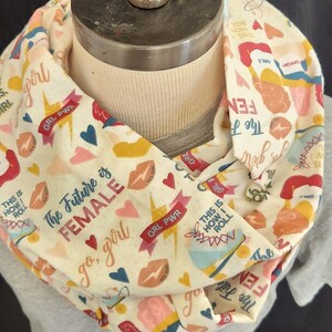 Flannel Infinity Scarf with Hidden Pocket - girl power