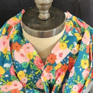 Flannel Infinity Scarf with Hidden Pocket - Blue with flowers
