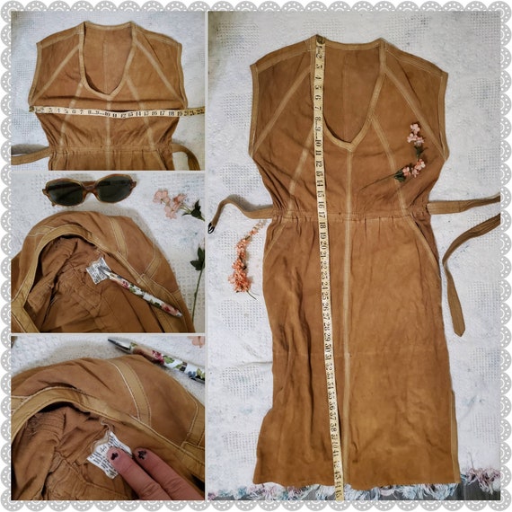 Vintage 70s Tan Leather Suede Boho Chic Bohemian … - image 6