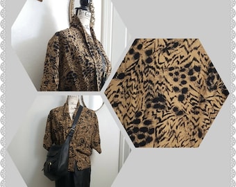 Vintage Brown Black Cheetah Leopard Animal Print Retro Disco Wrap Top