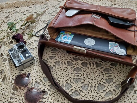 Vintage Buxtor British Tan Leather Key Lock Messe… - image 8