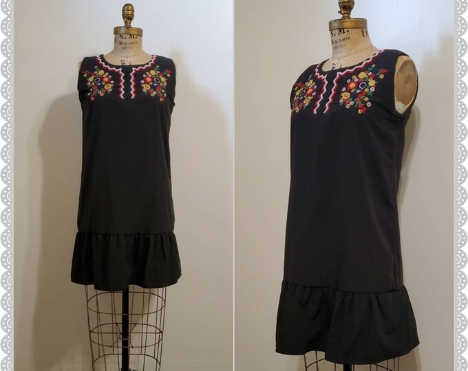 Floral Embroidery Babydoll In Black Pink - Dreamgirl main image 1