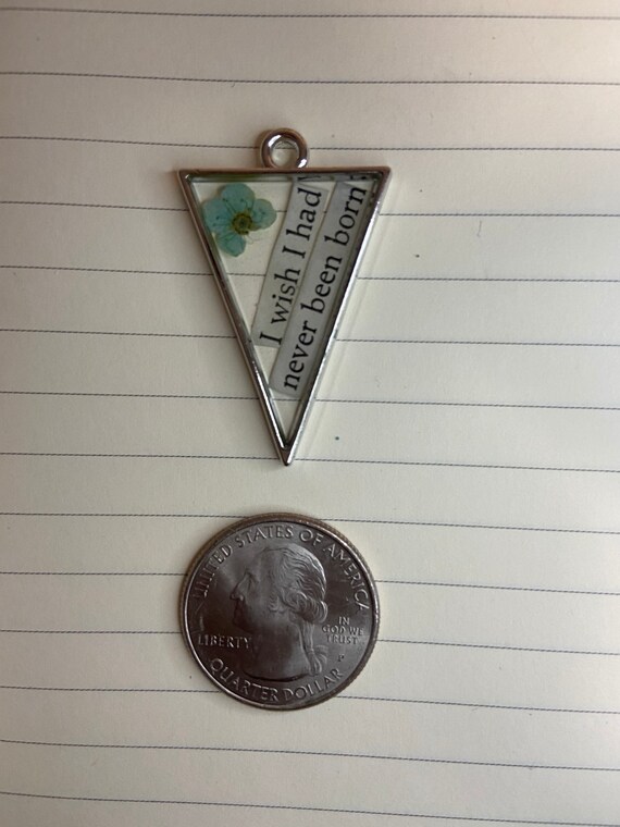 Resin epoxy floral dark academia literary pendant for necklace-Leather whip and steel chain