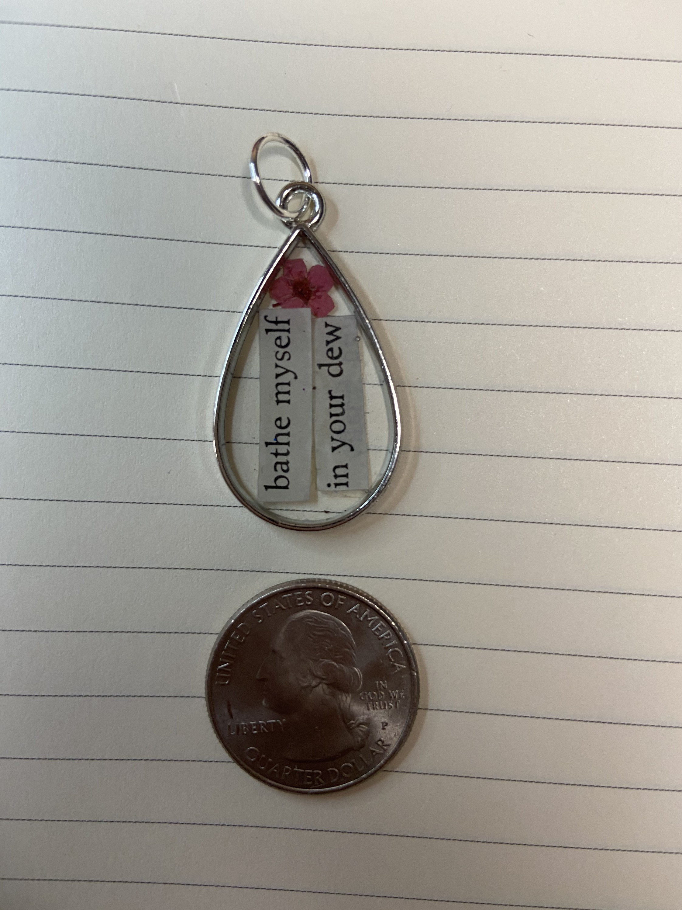 Resin epoxy floral dark academia literary pendant for necklace-Leather whip and steel chain