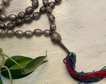 Strand of Metal Ethiopian Selam Prayer Beads : Vintage Ethiopia African Bead Necklace