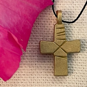Small BRASS Ethiopian Coptic Cross Pendant : Ethiopia African Jewelry Beads