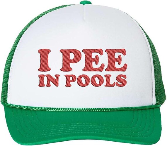 Funny Trucker Hat with Mesh Back Adjustable Sarcastic Pool Joke Cap Unisex Amazon.com: I Pee in Pools Hat :Adjustable Foam Mesh Trucker  main image 2