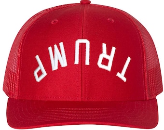 Trump Embroidered Trucker Hat, Support Donald Trump Political Rally Mesh Back Hat, Patriotic Hat for Men & Women