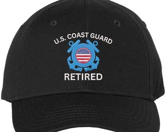 U.S. Coast Guard Retired Embroidered Baseball Cap | USA Veteran Military Nautical Service Dad Hat Unisex Gift