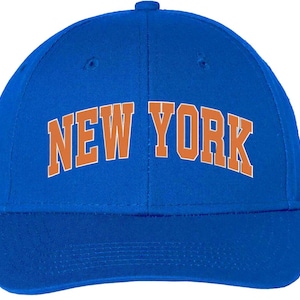 NEW YORK Basketball Embroidered Baseball Cap | NYC Graphic Iconic Ball Hat, Royal Blue