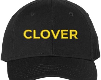 Clover Embroidered Baseball Cap | Shamrock St. Patrick Lucky Irish White Green Three Leaf Clover Plant | Structured Unisex Sun Hat