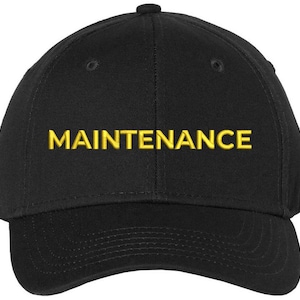 Maintenance Embroidered Baseball Cap | Support Staff Maintenance Text Structured Hat for Men and Women