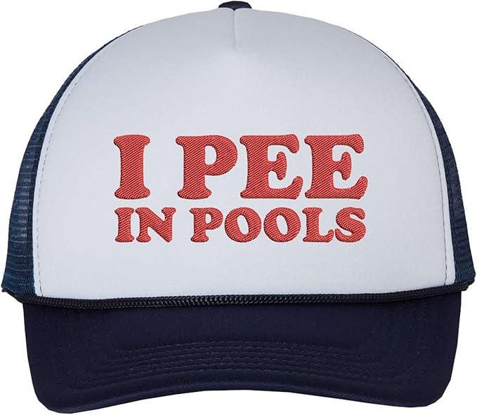 Funny Trucker Hat with Mesh Back Adjustable Sarcastic Pool Joke Cap Unisex Amazon.com: I Pee in Pools Hat :Adjustable Foam Mesh Trucker  main image 3