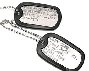 Custom Military Dog Tag - Embossed Matte Stainless Steel ID Tag
