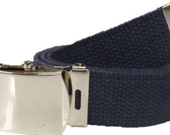 CTM Men's Fabric Belt - 1.25 Inch Wide, Nickel Flip Top Buckle, Navy, Adjustable Up To 42" - View #10