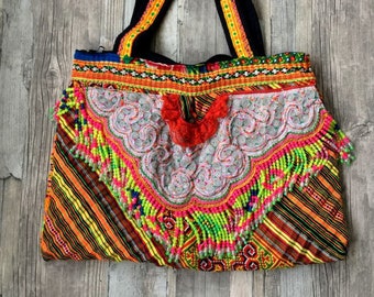 Hmong Boho Bag Beaded Colorful Bohemian Thai Beach Bag Shoulder Bag Handmade Traditional Wedding Gift For Her