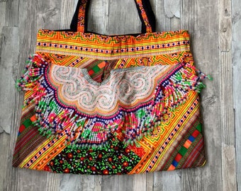 Hmong Boho Bag Beaded Colorful Bohemian Thai Beach Bag Handmade Traditional Wedding Gift For Her Mother'S Day Gift