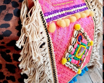 Colorful shopper bag with Pather print in Ibiza Style