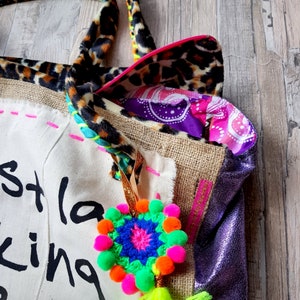 Boho Bag Colorful Bohemian Beach Bag With Funny Quote Cest la Vie Handmade Wedding Gift For Her Boho Gift image 2