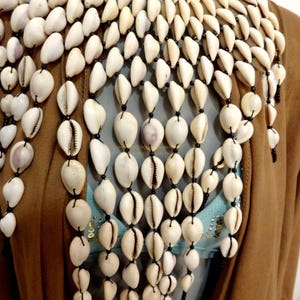 Cowrie Shell Necklace African Bohemian Necklace Original Cowrie Shells Turquoise Glass Beads Bohemian African Jewelry Bohemian Tribal Gift image 5