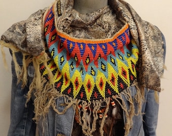 Native Vintage Beaded Boho Shawl Wrap - by Dazzling Gypsy Queen