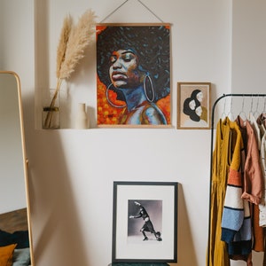 Afro American Art Print for Livingroom Afro Woman Canvas print Modern Black Woman Painting Modern Black Art Abstract Art print image 4