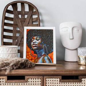 Afro American Art Print for Livingroom Afro Woman Canvas print Modern Black Woman Painting Modern Black Art Abstract Art print image 7