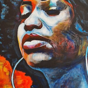 Afro American Art Print for Livingroom Afro Woman Canvas print Modern Black Woman Painting Modern Black Art Abstract Art print image 2