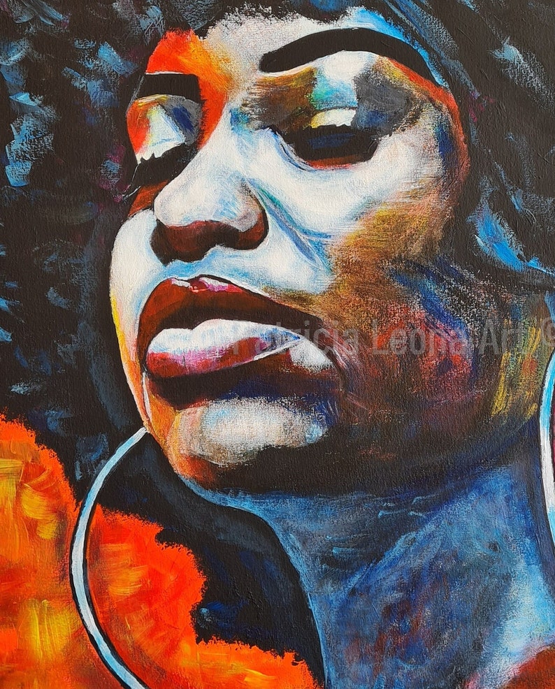 Afro American Art Print for Livingroom Afro Woman Canvas print Modern Black Woman Painting Modern Black Art Abstract Art print image 2