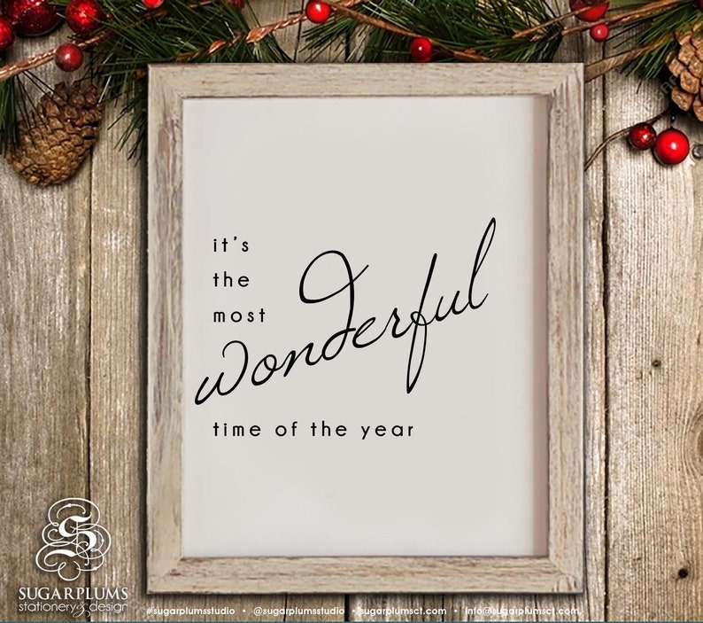 Printable Wonderful Time Of Year Wall Art Holiday Decor Digital Artwork 4x6 5x7 8x10 11x17 16x20 18x24 24x36 Square
