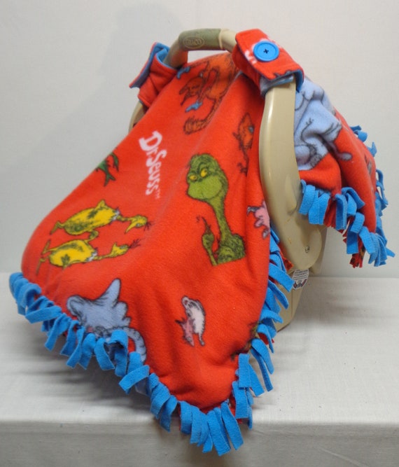 Infant Baby Car Seat Canopy Tent Cover Dr Seuss Blue