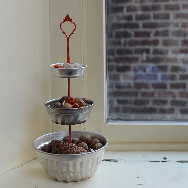 Vintage Cake Stand 3 tier, made out of 3 baking tins