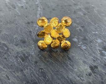 Cécile Jeanne Vintage Gold Statement Ring Adjustable Organic Modernist Cocktail Jewelry Gift