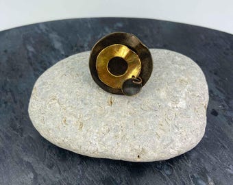 Vintage Cecile & Jeanne Paris Gold Bronze Mixed Metal Adjustable Statement Ring