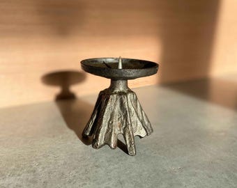 Candelabro de hierro fundido brutalista Horst Dalbeck, candelabro escultural alemán moderno de mediados de siglo