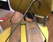 vintage tray shelf ladder paint shelf wood metal green