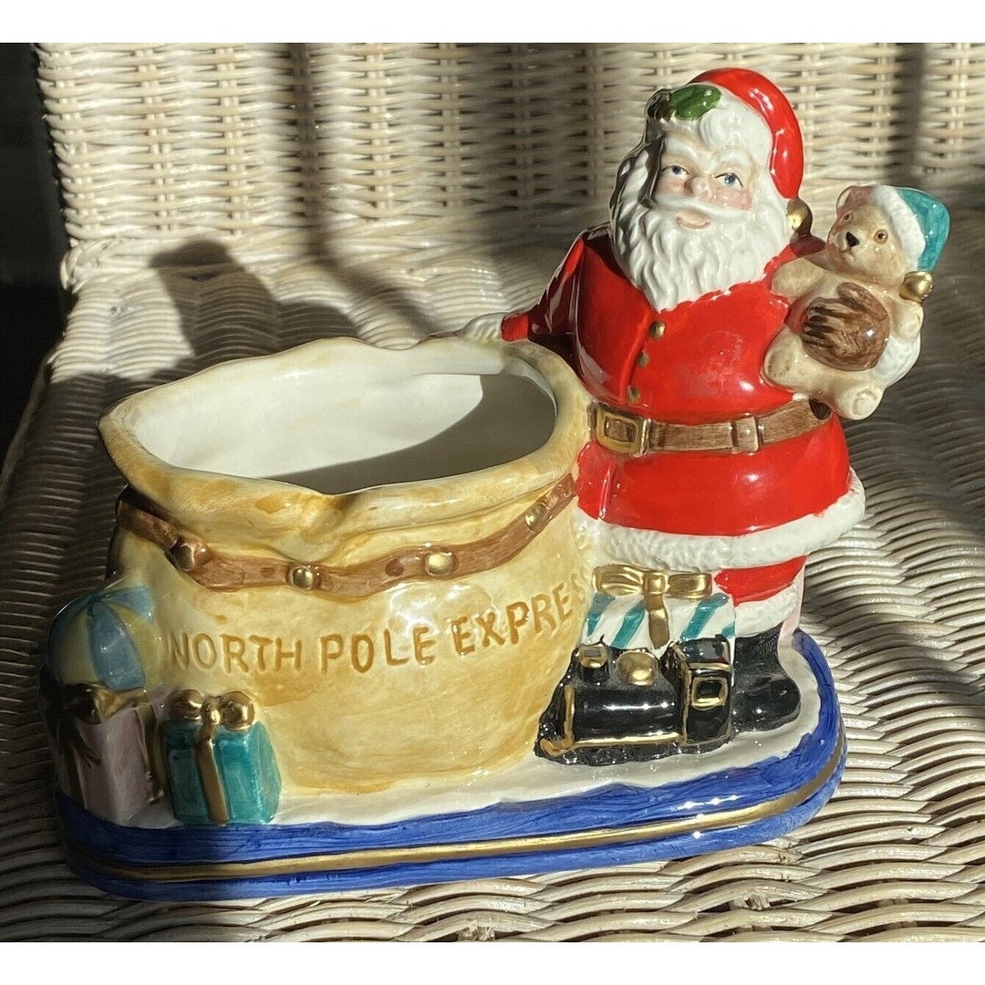 FITZ AND FLOYD Christmas Santa Candy Dish Omnibus North Pole Etsy
